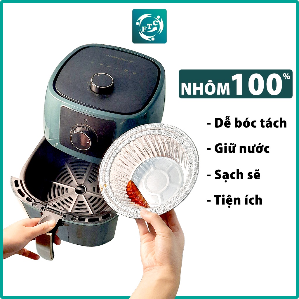 Khay giấy bạc lót nồi chiên không dầu - Set 20 khay / dùng 1 lần / không nắp / hàng chính hãng