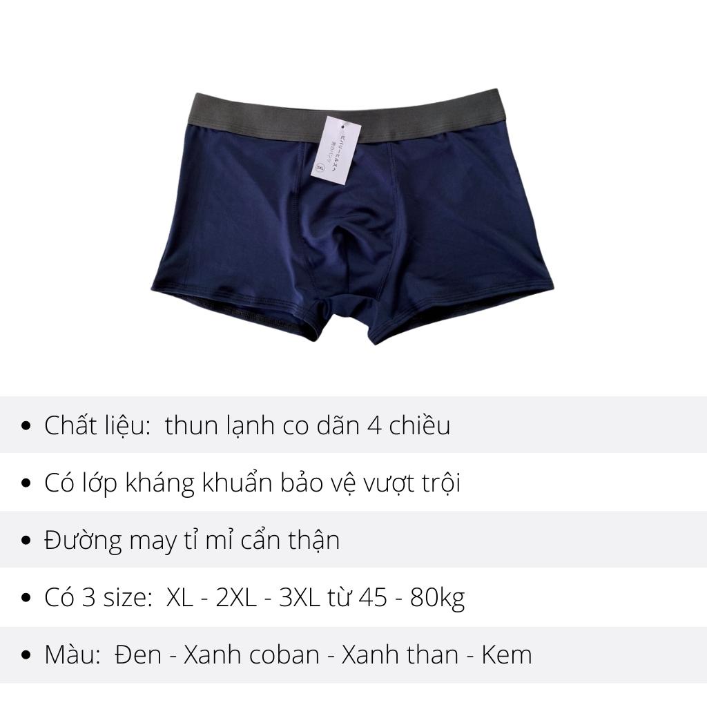 Quần lót nam thun lạnh boxer cao cấp sịp dạng đùi cạp trơn vải kháng khuẩn co giãn 4 chiều DOLMAN QL03
