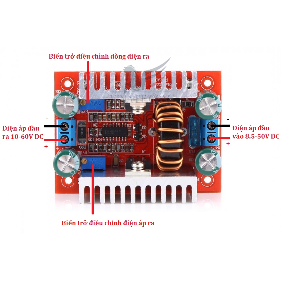 Mạch Tăng Áp DC-DC 15A 400W 8.5V-50V Có Chỉnh Dòng