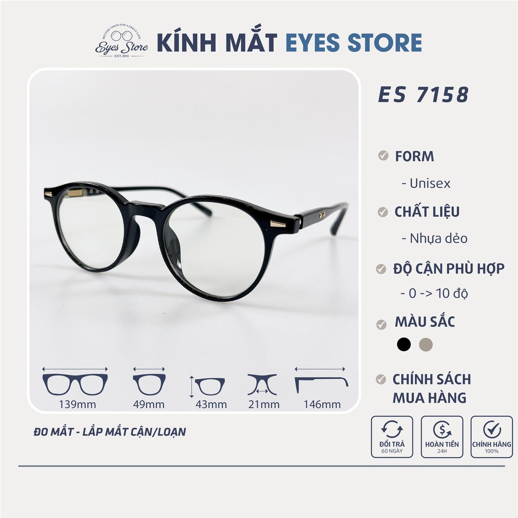 Gọng Kính Cận Nam Nữ Thời Trang EYESSTORE 7158 - Nhựa Dẻo