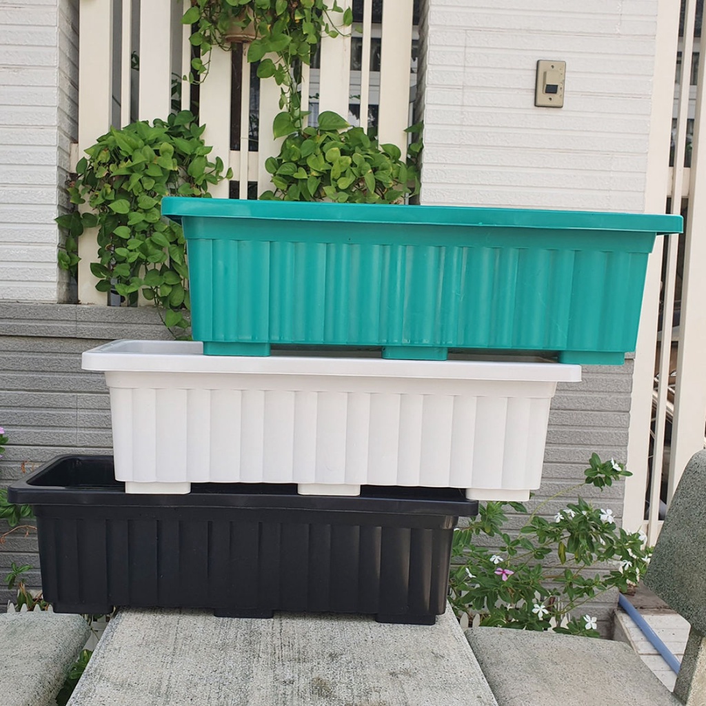 COMBO 05 Chậu dài sọc nhỏ nhựa dày trồng rau, hoa size 48x20x17cm