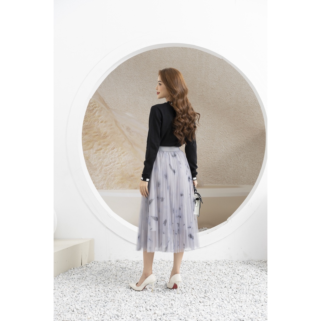 Áo len nữ croptop cổ tim Fiona, Áo khoác cardigan dài tay xuất xịn F852753