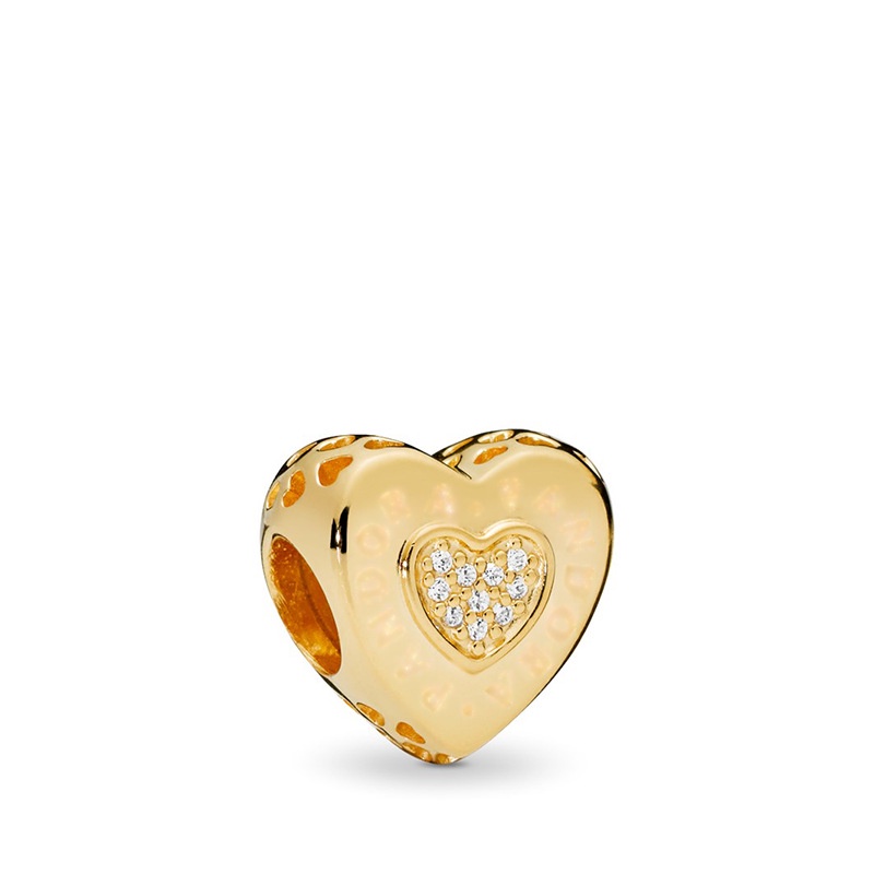 Hạt Charm Mạ Bạc S925 Hình Trái Tim Đính Đá Thời Trang