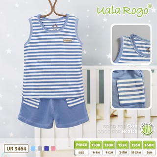 Bộ ba lỗ UalaRogo Bamboo kẻ 3464
