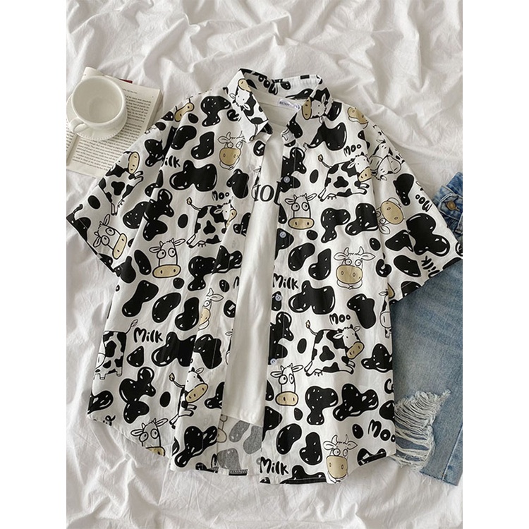 NRVP Áo sơ mi dáng rộng tay ngắn phong cách Hàn Quốc retro thời trang hè 2021 cho nữ