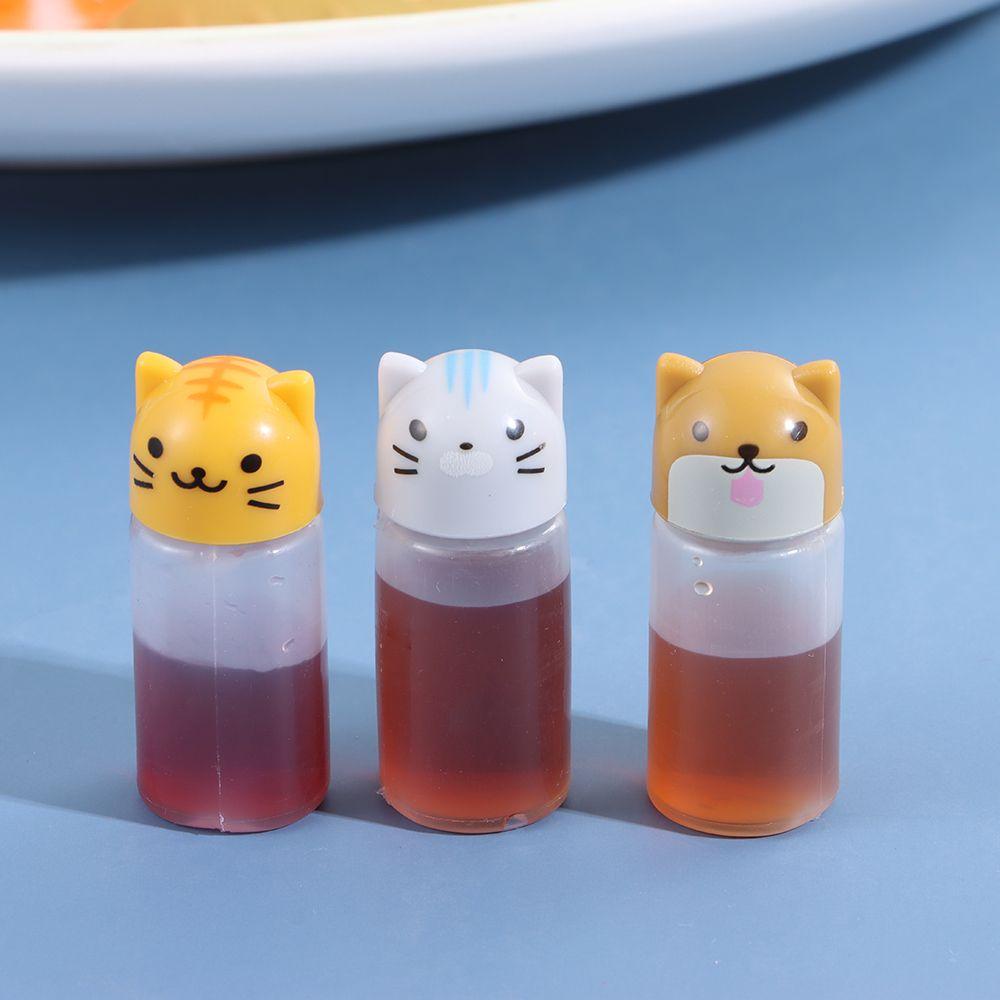 LEILY 4PCS Salad Seasoning Sauce Bottle Cute Kitchen Accessories Small Container Mini Lunch Box Cartoon Kids For Bento