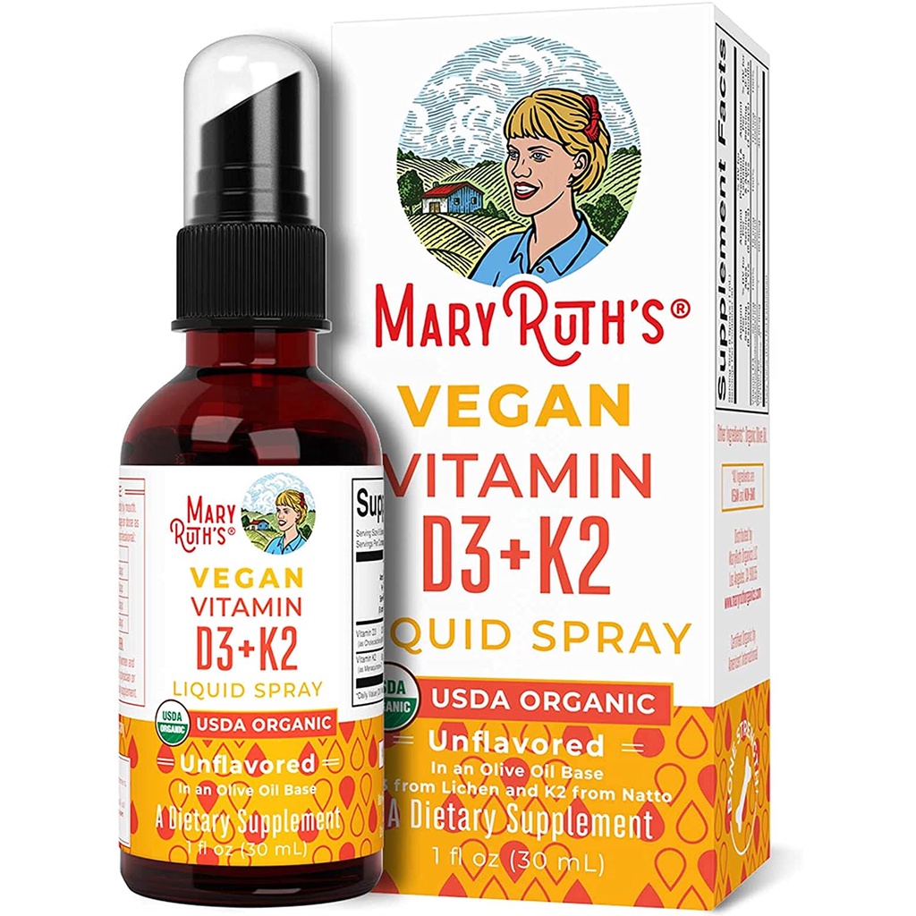 Xịt vitamin D3+K2 hữu cơ Mary Ruth’s Spray 30ml