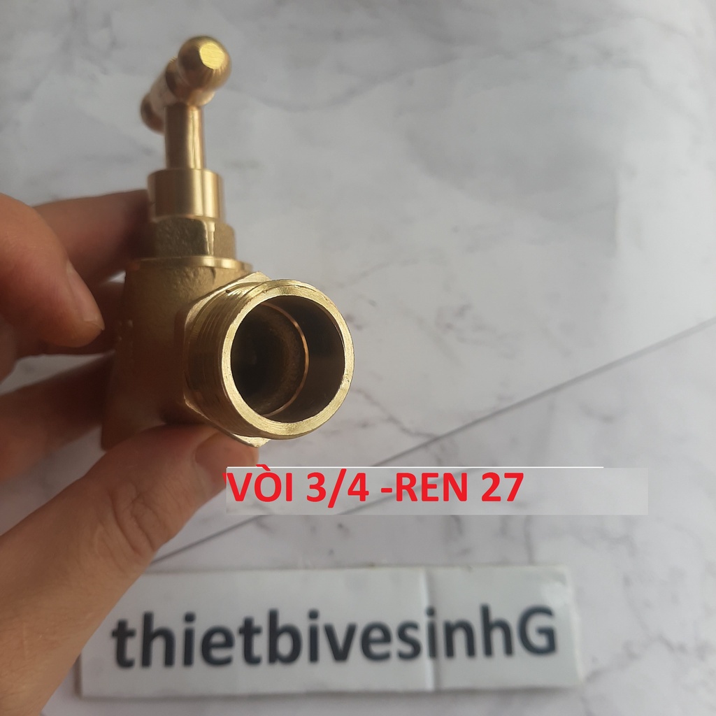 Vòi nước vặn đồng 1/2- 3/4 (DN 15-DN20) phi 21 27 không han rỉ