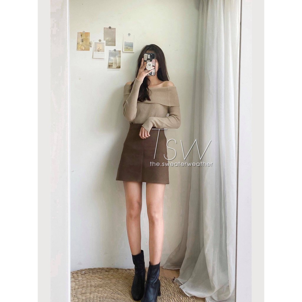 [Mã 2611THTRANG100K hoàn 10% xu đơn 99K] (Ảnh thật) Áo len trễ vai ngang bản to loại 1 the.sweaterweather