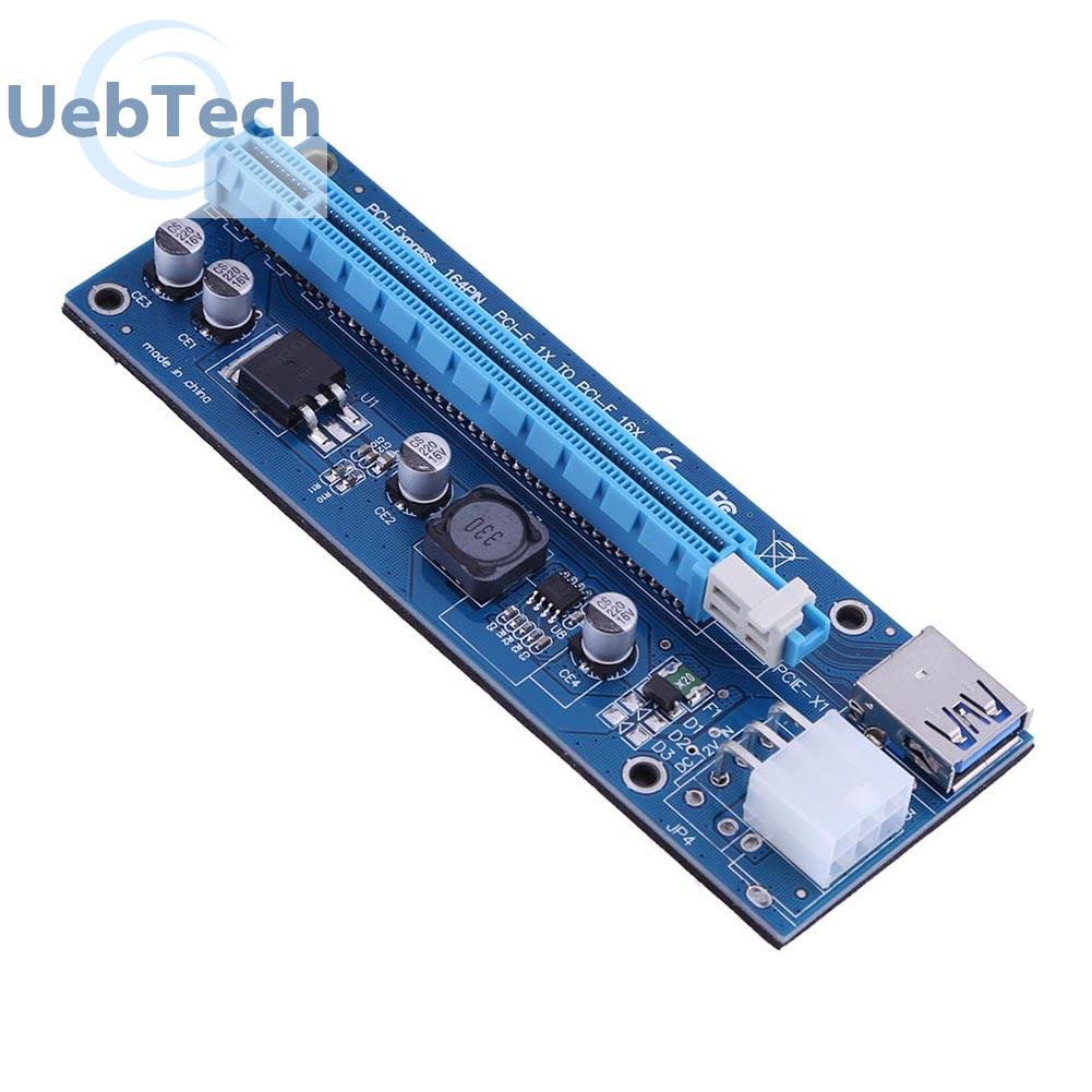 Uebtech PCI-E Express 16X Riser Board with PCIe 6-Pin Power Port for BTC Mining