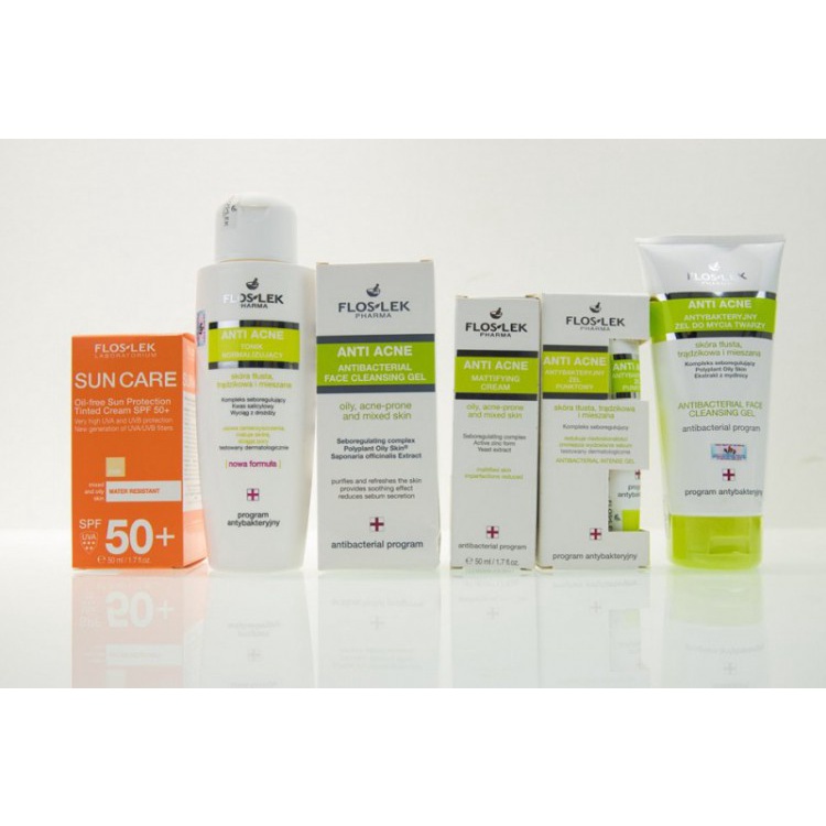 Bộ Sản Phẩm Chăm Sóc Da Gel chấm mụn Floslek Anti Acne Kiềm Dầu Cho Da Dầu Mụn Hỗn Hợp