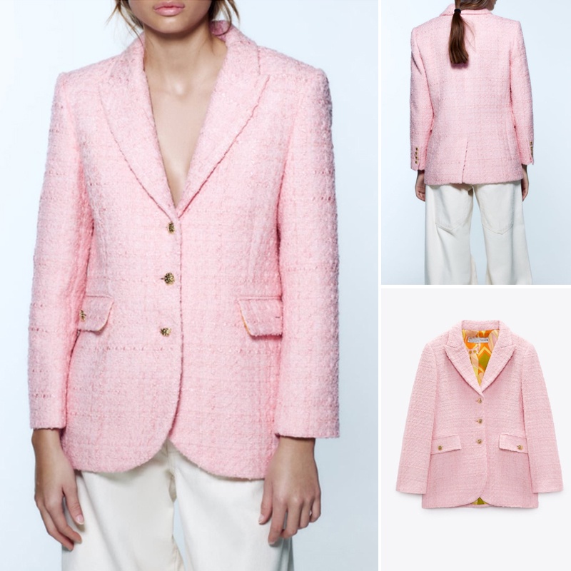 Zara Áo Khoác blazer Dáng Ôm Phong Cách Âu Mỹ Thời Trang Mùa Xuân 22 2905481
