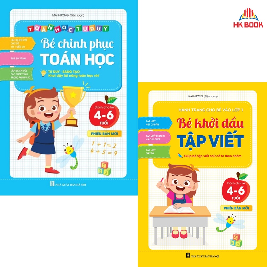 Sách - Combo Bé khởi đầu tập viết và Bé chinh phục toán học - cho trẻ 4-6 tuổi (2 cuốn)