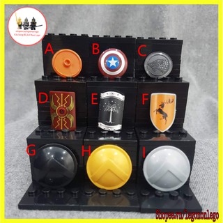 Phụ kiện Lego castle Marvel khiên giáp cho minifigure lính trung cổ các loại Sparta Captain America Rome châu âu