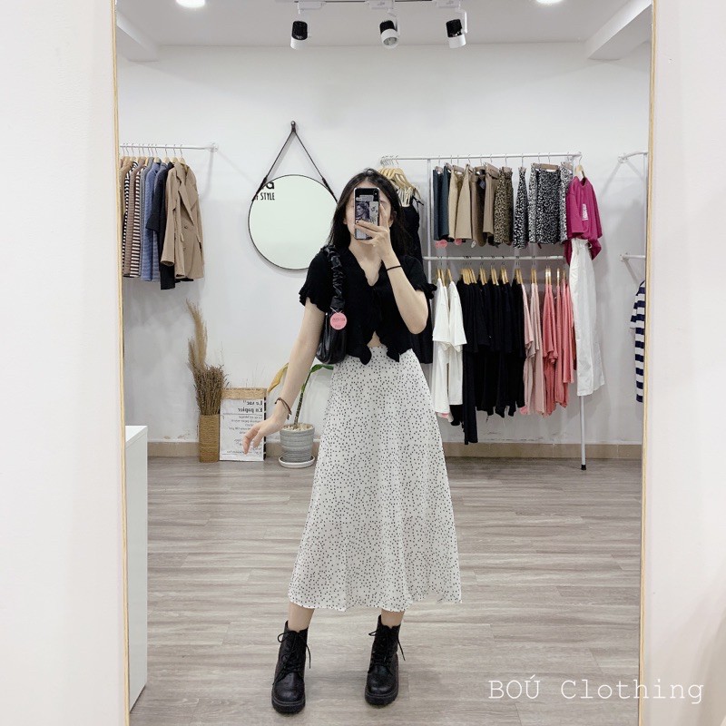 Áo croptop len tăm cột dây