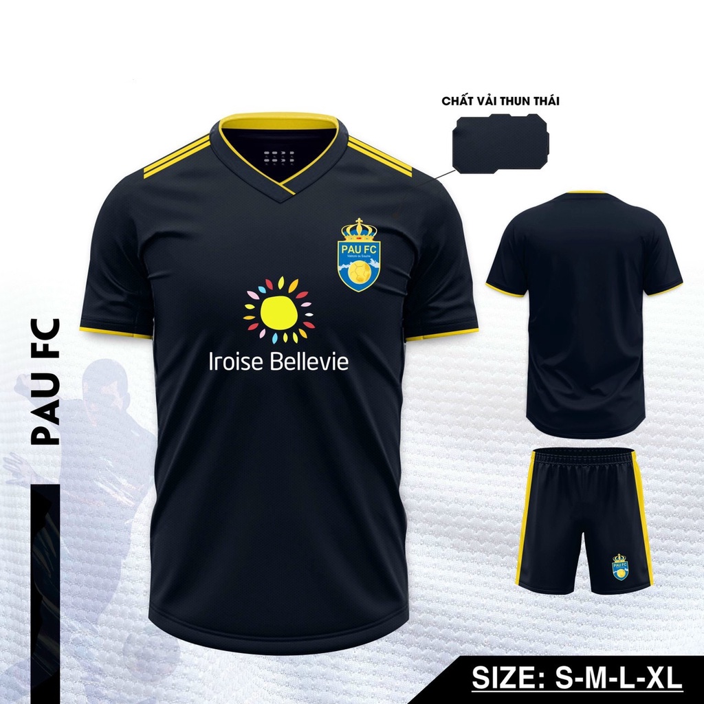Quần Áo Bóng Đá, Đồ Đá Banh Pau FC 2022 2023 Vàng - Thun Thái Cao Cấp, Không Nhăn, Không Xù Lông