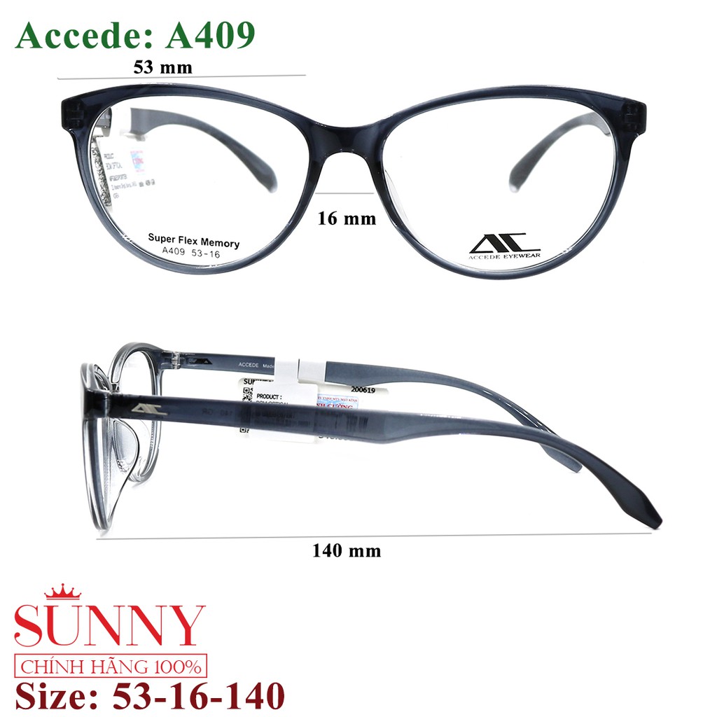 A409 - gọng kính Accede chính hãng bảo hành toàn quốc
