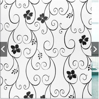 Decal giấy dán kính hoa dây đen