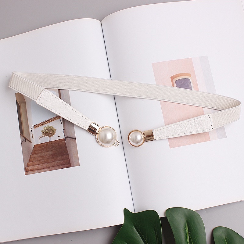[HOẢ TỐC] Thắt Lưng Nữ - Đai Váy nịt Đầm Bản Nhỏ 1.5cm Hạt Ngọc Co Giãn Hàn Quốc