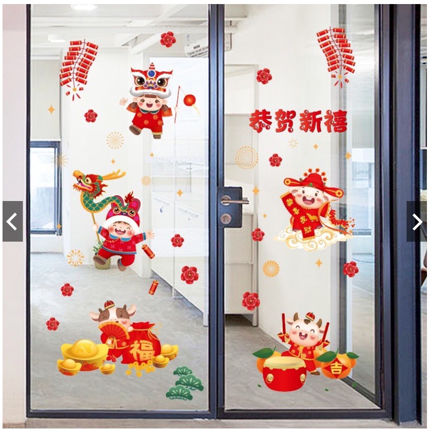 Decal dán tường - 5 trâu nhí vui nhộn đáng yêu đón lễ chào năm mới