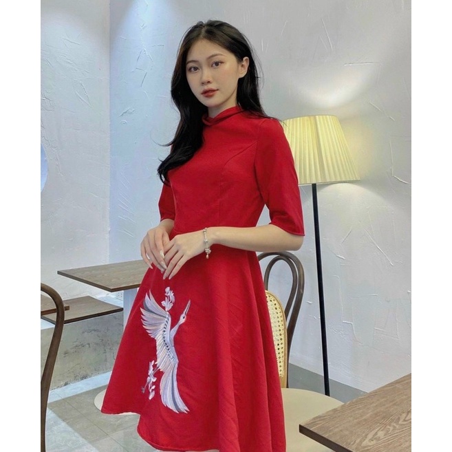 Đầm Thêu Hạt Bigsize 55kg Đến 100kg (M/L/XL/XXL)( đầm tết )