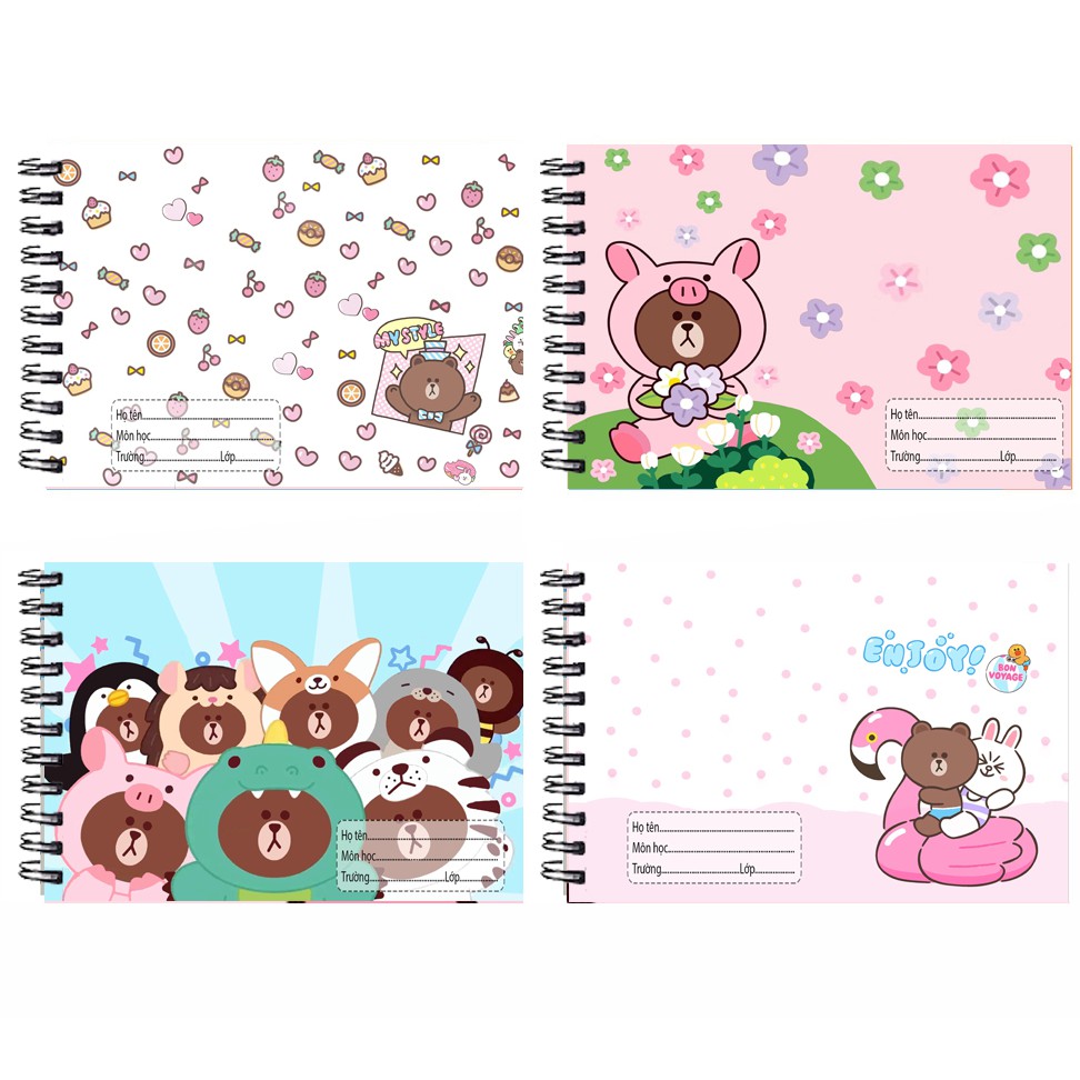 Vở vẽ 12 cung hoàng đạo lò xo A4 VV4I8 20 tờ conan gấu brown thỏ cony vịt sally hoạt hình cute dễ thương