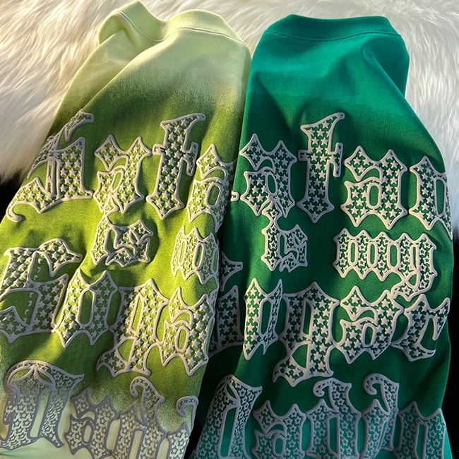 Áo thun ZHELIHANGFEI tay lửng dáng rộng họa tiết in theo phong cách preppy kiểu Mỹ dễ phối đồ