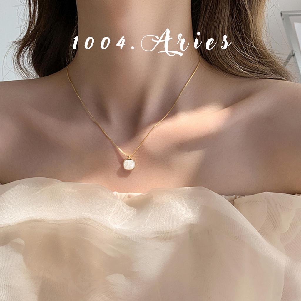 Dây chuyền nữ mạ vàng mặt vuông- 1004.ARIES