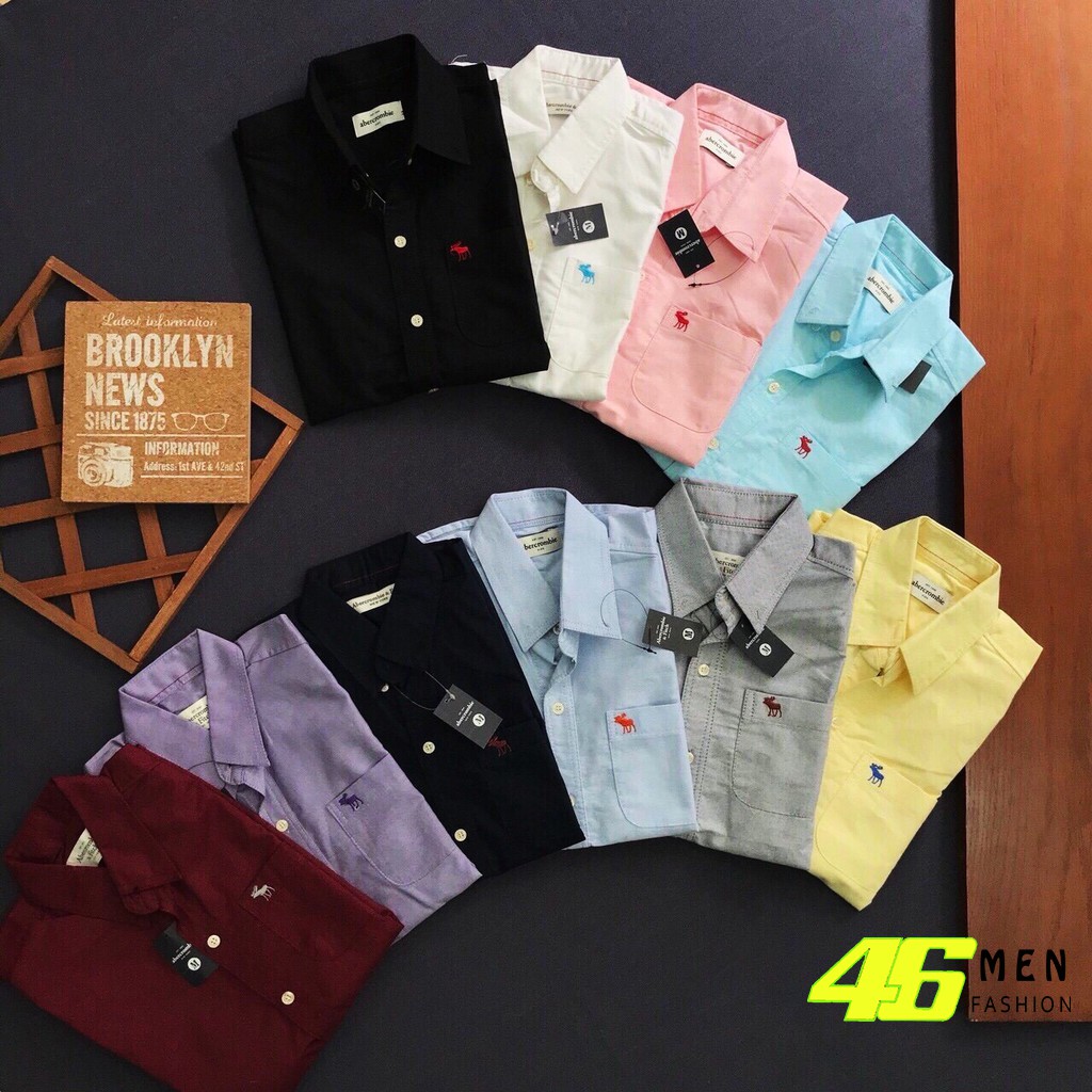 Áo sơ mi nam trơn cộc tay có túi thêu hươu MFM312 | BigBuy360 - bigbuy360.vn