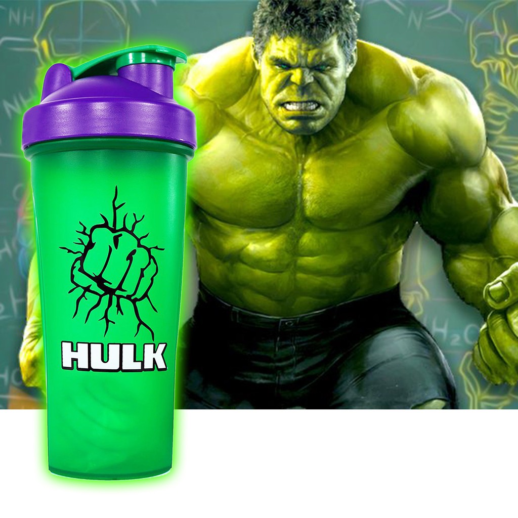 Bình Lắc Tập Gym ⚡FREE SHIP⚡ Bình nước thể thao Siêu Anh Hùng Marvel, DC 600ml siêu cute