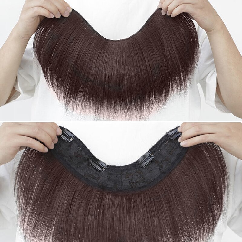Tóc giả kẹp tự nhiên màu đen ngắn thẳng dáng chữ U cho nữ 12 inch