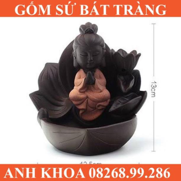 Tượng Phật thiền trên toà sen - Gốm sứ Bát Tràng Anh Khoa