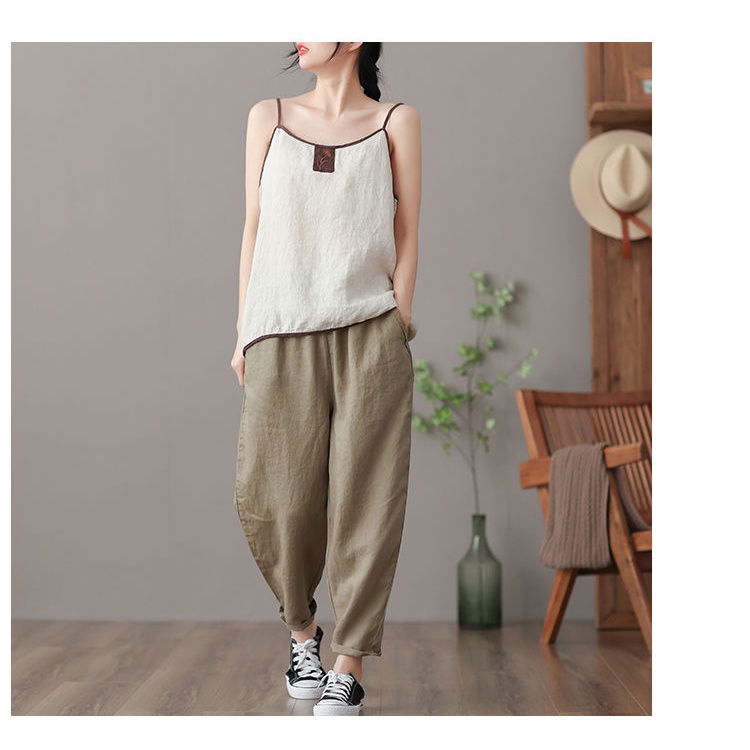 Áo Sát Nách Chất Liệu Cotton Lanh Thêu Họa Tiết Cho Nữ