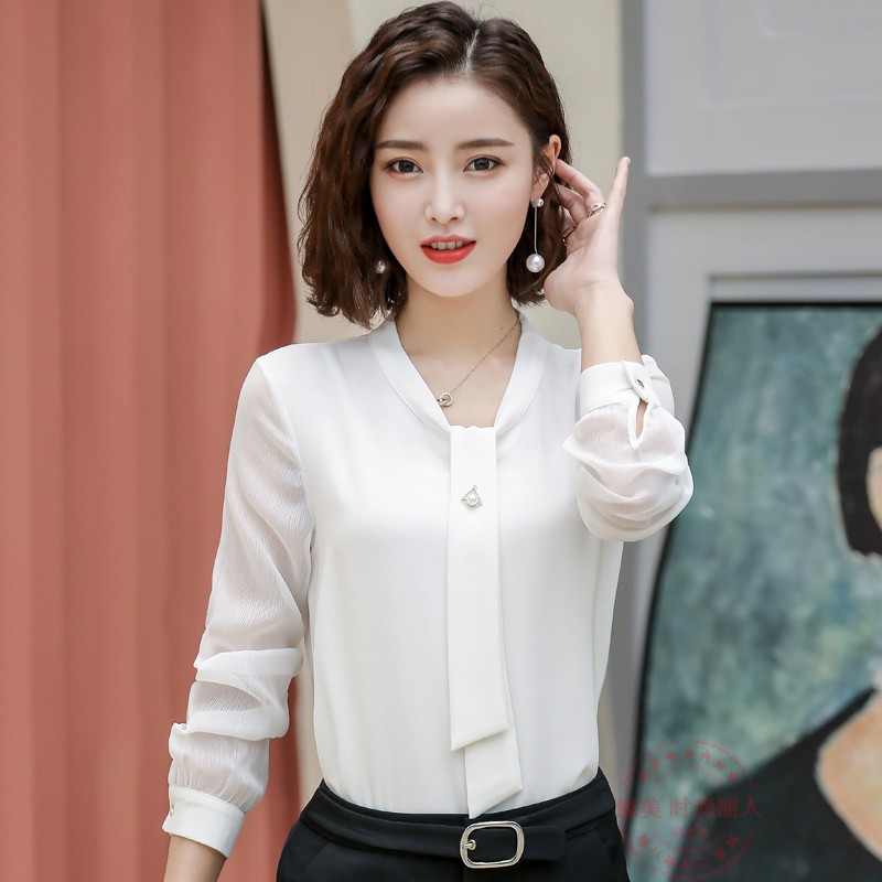 (HÀNG SẴN) Áo Sơ Mi Công Sở Trắng Dài Tay Ngọt Ngào SM45 - Hàng Quảng Châu Cao Cấp
