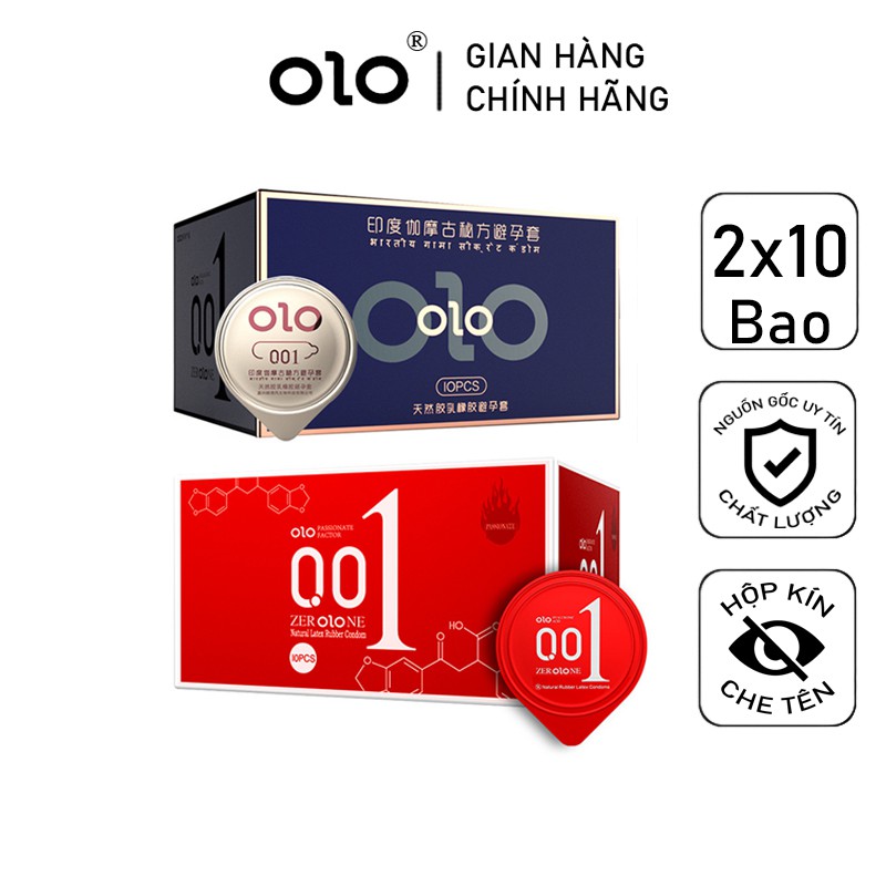 Bao Cao Su OLO 001 Đỏ Siêu Mỏng Bao Cao Su OLO Ấn Độ Xanh Kéo Dài Thời Gian 20 BCS