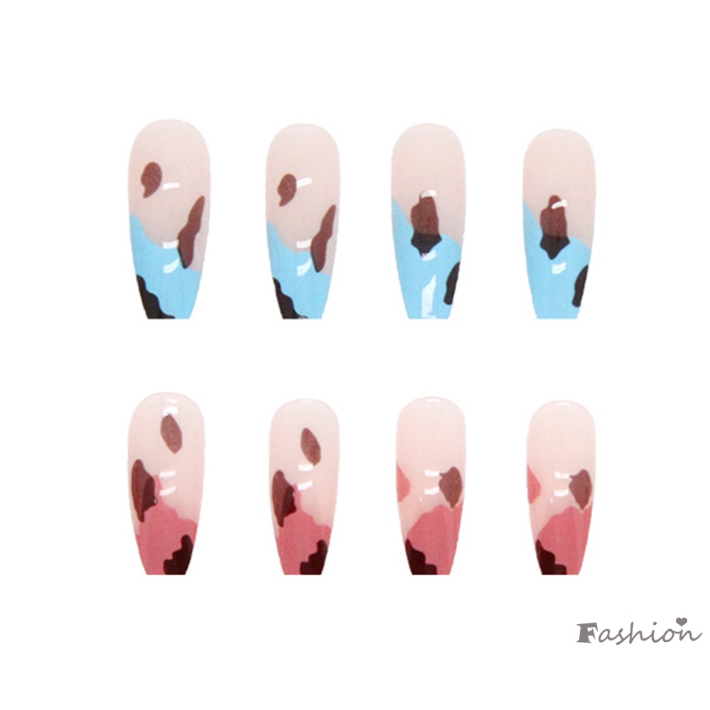 Set 24 Móng Tay Giả 2 Tông Màu Kèm Keo Dán Trang Trí Nghệ Thuật