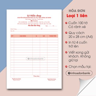 HÓA ĐƠN 1 LIÊN A4