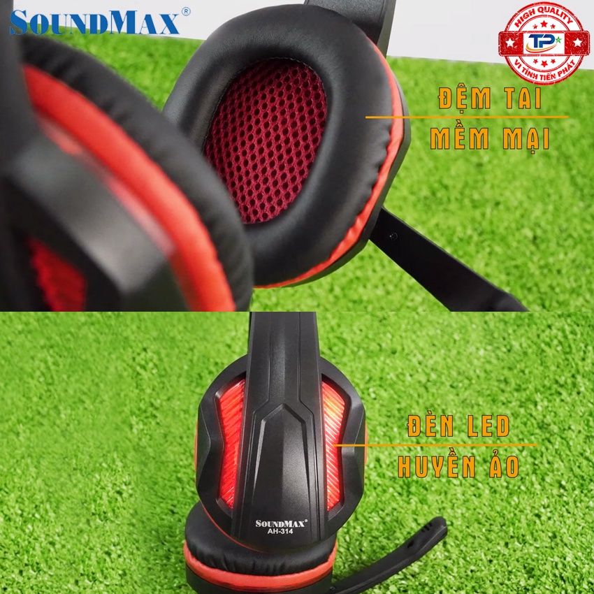 Tai Nghe Chuyên Game Chụp Tai SoundMax AH-314 chuyên nghiệp có Led - Headphone AH314