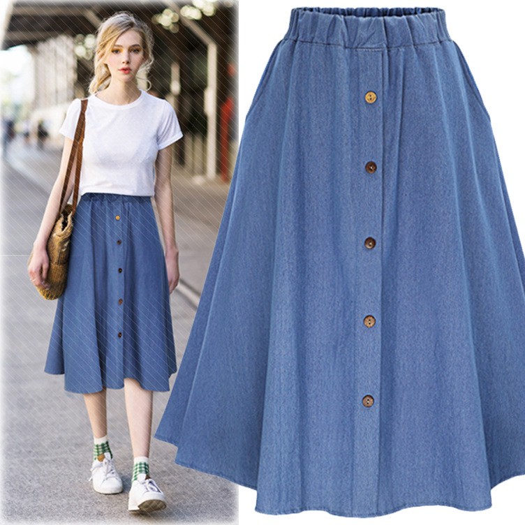 Chân váy Denim chữ A lưng trung thời trang dành cho nữ