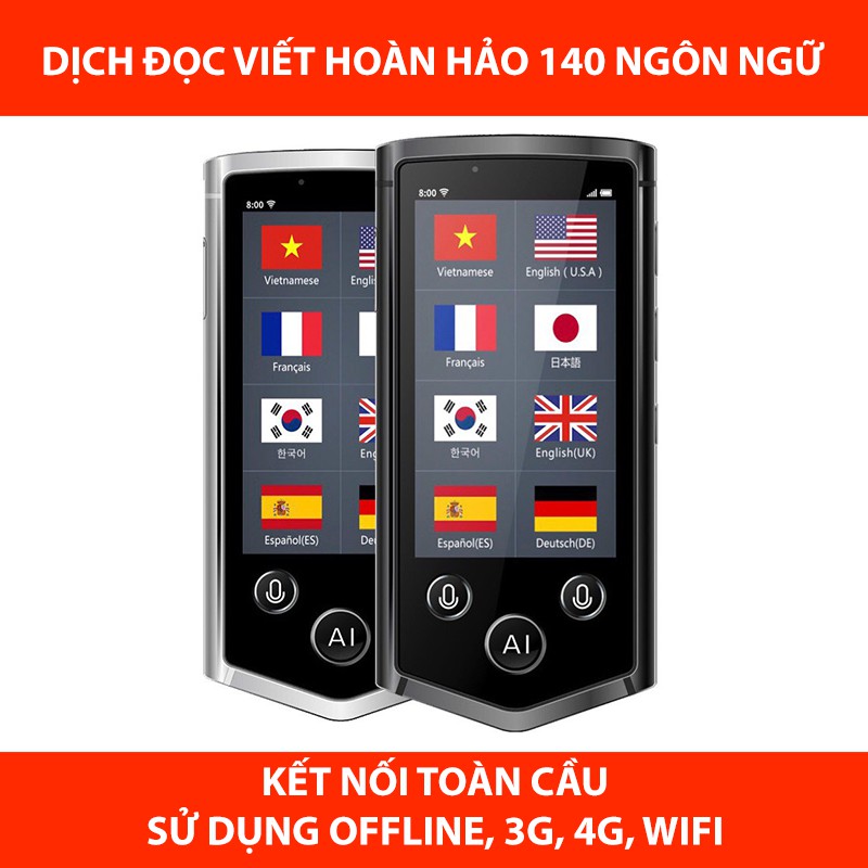 Máy phiên dịch chuyên nghiệp với 140 ngôn ngữ