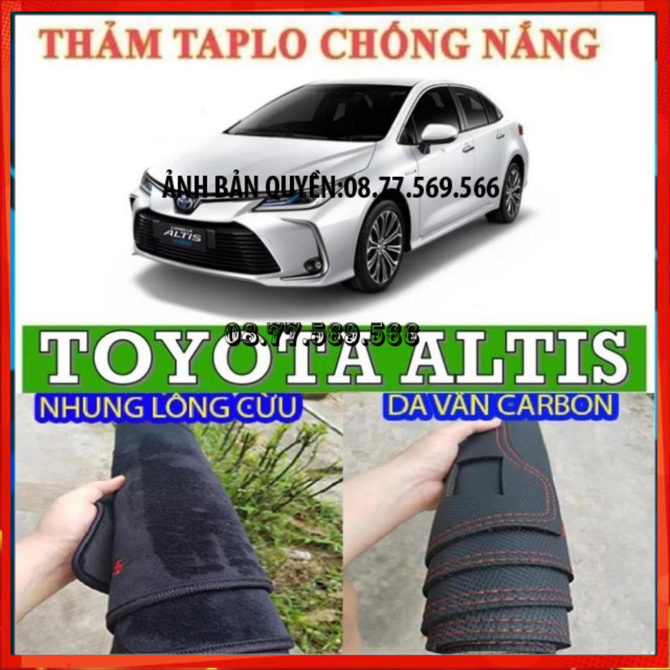 THAM TAPLO DA VÂN GỖ TOYOTA ALTIS THẢM LÓT TAPLO 3 LỚP CHỐNG NÓNG XE HƠI Ô TÔ NHUNG LÔNG DA CARBON BẢO HÀNH 12 THÁNG