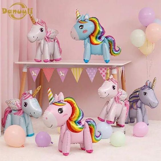 Bóng ngựa pony unicorn 4D nguyên con trang trí 80cm