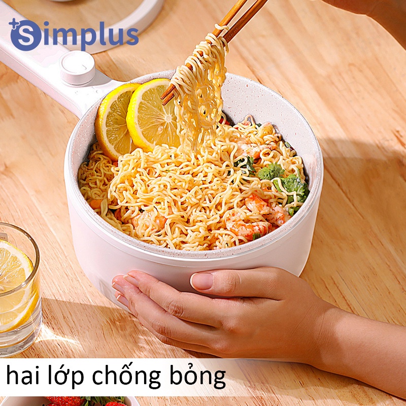 Nồi lẩu điện đa năng Simplus Chảo điện chống dính 1.5L đa chức năng, điều chỉnh nhiệt độ,lẩu điện nhỏ, tay cầm dài