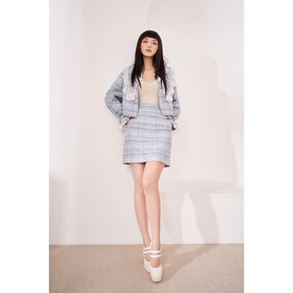 Chân váy dạ tweed chữ A ngắn LADY ME by Eva de Eva 21ACVO021X