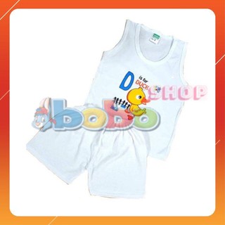 Bộ Quần Áo Sơ Sinh Ba Lỗ Trắng Quần Đùi Cho Bé 2-15Kg