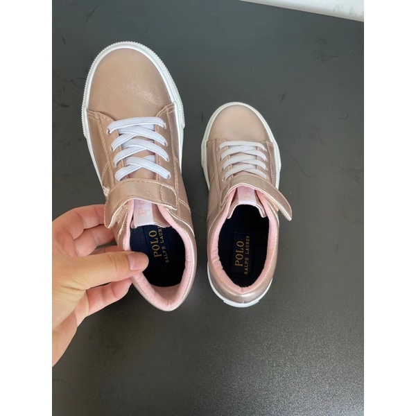 Giày thể thao bé gái PL  Giày Sneaker bé da Pu bóng đế cao su xuất dư 0922