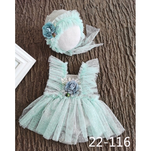 Váy lưới ren kèm băng đô chụp ảnh cho bé gái sơ sinh phụ kiện chụp ảnh cho bé 0-3 tháng