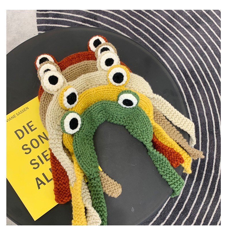 Mũ len dệt kim hình ếch con xinh xắn