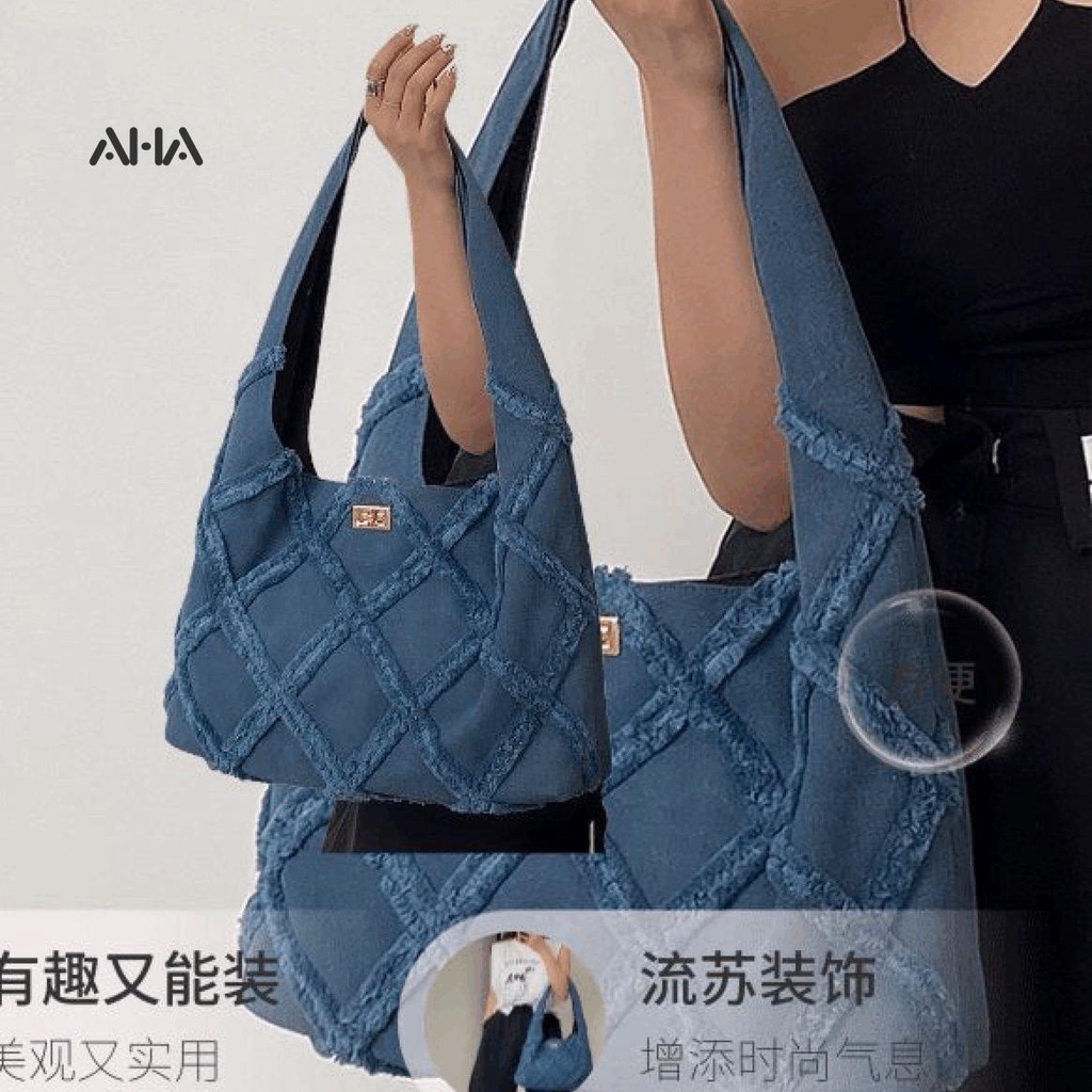 Túi Xách Canvas Cỡ Lớn Phối Tua Rua Phong Cách Mới Cho Nữ