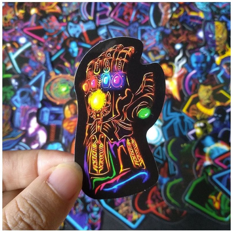 Sticker AVENGERS PHONG CÁCH ĐÈN NEON nhựa PVC không thấm nước, dán nón bảo hiểm, laptop, điện thoại, Vali, xe #46